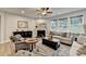 Spacious living room featuring a fireplace, plush seating, and large windows at 811 Pineberry Ct, Grayson, GA 30017