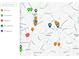 Community location map illustrating proximity to dining, groceries, medical facilities, and shopping at 811 Pineberry Ct, Grayson, GA 30017