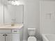 Clean, bright bathroom with white subway tile in shower and modern fixtures at 13 Ganel Ln, Alpharetta, GA 30009