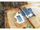 Aerial perspective of a fenced backyard, with a pool and lush surroundings at 35 Rock Rose Dr, Covington, GA 30014