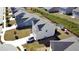 An aerial view showcasing the home's backyard, neighborhood layout, and landscaping at 60 Cottontail Lane, Villa Rica, GA 30180