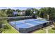 Overhead view of well-maintained tennis courts and landscaping, showing a neighborhood amenity at 3595 Evonvale Overlook, Cumming, GA 30041