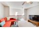 Upper level loft area featuring vaulted ceilings, railing, furnishings, and entertainment area at 1111 Newpark View Pl, Mableton, GA 30126