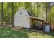 Charming storage shed surrounded by woods, providing extra outdoor storage at 6935 Autumn Hills Dr, Cumming, GA 30028