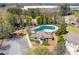 Overhead view of community clubhouse and pool with covered gazebo at 7382 Gossamer St, Union City, GA 30291