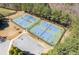 Overhead view of a community tennis court and basketball court at 7382 Gossamer St, Union City, GA 30291