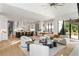 Open-concept living area with modern kitchen, comfortable seating, and expansive windows at 4555 Mystic Dr, Atlanta, GA 30342