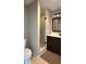 Modern bathroom with a glass-enclosed shower, updated vanity, and contemporary fixtures at 2820 Skye Ter, Duluth, GA 30096