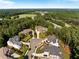 Aerial view of a cul-de-sac neighborhood surrounded by lush forest and greenery at 6055 Tattnall Overlook, Acworth, GA 30101