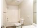 This bathroom offers a single vanity, standard toilet, and a shower-tub combo at 844 Glenshire Ct, Riverdale, GA 30274