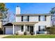 Charming two-story home with light blue siding, black shutters, and a well-manicured lawn at 844 Glenshire Ct, Riverdale, GA 30274