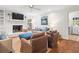 Open concept living room with fireplace, hardwood floors, and comfortable seating at 345 W Spalding Dr, Sandy Springs, GA 30328