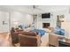 Bright living room featuring fireplace, hardwood floors, and comfortable seating at 345 W Spalding Dr, Sandy Springs, GA 30328