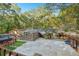 Aerial view showcasing the home's unique stone exterior, large yard, covered parking, and private setting at 80 Rountree Rd, Riverdale, GA 30274