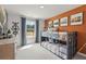 bedroom with a bunkbed and train-themed decorations on the walls at 5523 Rosehall Pl, Atlanta, GA 30349