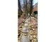 Stepping stone path and rock border surrounded by trees in the backyard at 2899 Greystone Cv, Chamblee, GA 30341