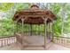 Picturesque wood gazebo with views of the surrounding trees and a nearby body of water at 2911 Bentwood Dr, Marietta, GA 30062