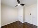 Bedroom featuring a ceiling fan, hardwood floors, and a closet at 3512 Fairlane Nw Dr, Atlanta, GA 30331