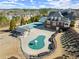 Aerial view of community pool area near clubhouse, showcasing community amenities at 4000 Bethelview Ln, Suwanee, GA 30024
