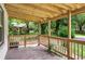 The covered porch has wooden beams, railings, and ample space for seating at 444 Sargent Se Dr, Atlanta, GA 30315