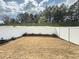Serene backyard featuring a privacy fence, lush trees, green landscaping, creating a tranquil outdoor retreat at 3318 Sardis Bend Dr, Buford, GA 30519
