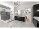 Modern bathroom with a glass shower, dual vanity, and designer fixtures at 4100 Thunderbird Dr, Marietta, GA 30067