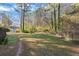 Expansive grassy backyard, bordered by mature trees and fencing, offering ample space for recreation at 1672 Zemory Dr, Tucker, GA 30084