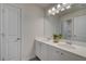 A bathroom with double sinks, white cabinetry, a mirror and a potted plant at 746 River Gardens Dr Se # 746 River Gardens Dr Se, Atlanta, GA 30354