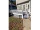 View of a painted back deck, stairs leading to backyard with mature landscaping at 222 Waterford Cove Dr, Suwanee, GA 30024