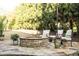 Cozy backyard with stone patio features a round stone fire pit, and comfortable seating at 4025 Toulon Ln, Cumming, GA 30040