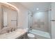 Bathroom featuring a single sink vanity with tub and shower combo at 1555 Sunnybrook Farm Rd, Atlanta, GA 30350