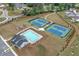 Aerial view showing community amenities, including tennis courts and a refreshing outdoor pool at 2560 Quarterdeck Dr, Cumming, GA 30041