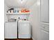Efficient laundry room features modern washer and dryer and shelving for organized storage at 2826 Cobb Place Manor Ct, Marietta, GA 30066