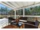 Inviting covered deck with stylish outdoor seating, perfect for relaxing and enjoying the peaceful surroundings at 6219 Wurtenburg Ct, Stone Mountain, GA 30087