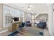 Bright home office with lots of natural light, ceiling fan, stylish furniture and a view of the outdoors at 160 Antler Trl, Alpharetta, GA 30005