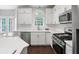 Kitchen featuring white cabinets, subway tile backsplash, and stainless steel appliances at 274 Westchester Club Dr, Hiram, GA 30141