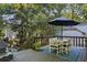 Inviting backyard deck area, complete with an umbrella-covered table and chairs for outdoor enjoyment at 1111 Seaboard Nw Ave, Atlanta, GA 30318