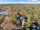 Aerial view of neighborhood with mature trees and a skyline in the distance at 1532 Oak Grove Rd, Decatur, GA 30033