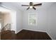 This bedroom features hardwood floors and a ceiling fan at 2491 Hatfield Cir, Atlanta, GA 30316