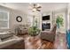 Comfortable living room features hardwood floors, a fireplace, and large windows for natural light at 1132 Venetian Ln, Hampton, GA 30228