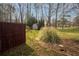 A backyard includes a storage shed and is fully enclosed with a wooden fence at 2690 Manassas Pl, Snellville, GA 30039