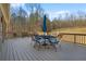 Spacious wooden deck with patio furniture set, ideal for outdoor dining and entertaining guests at 351 Allendale Dr, Canton, GA 30115