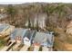 Aerial view of townhomes with lake view, showcasing well-maintained community at 917 Edgewater Cir, Marietta, GA 30062