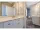 Well-lit bathroom with double sink vanity and tile floors at 2647 Brickell Sq, Atlanta, GA 30341