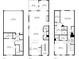 Detailed three-story floor plan illustrates bedroom, bathroom, kitchen, living, garage, and balcony layouts with dimensions at 3032 Hartford Mill Pl, Duluth, GA 30097