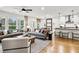 Open-concept living space featuring hardwood floors and a comfortable seating arrangement at 5410 Julep Ct, Cumming, GA 30028