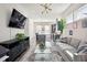 Spacious living room featuring an open layout, modern furnishings, and a large television at 203 Color Cir, Atlanta, GA 30317