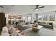 Open-concept living area with hardwood floors, large windows, and a view of the kitchen at 5310 Julep Ct, Cumming, GA 30028