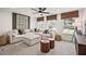 Cozy living room with a sectional sofa, ottomans, and a large window offering ample natural light at 5310 Julep Ct, Cumming, GA 30028