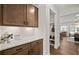 A mud room with built-in storage cabinets and bench offers convenient organization at 5310 Julep Ct, Cumming, GA 30028